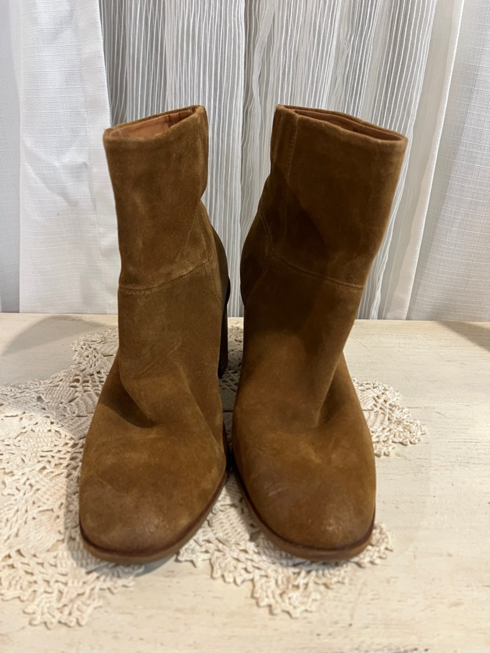 Lucky Brand Brown Suede Ankle Boots Block Heel Size 10M - Picture 5 of 11